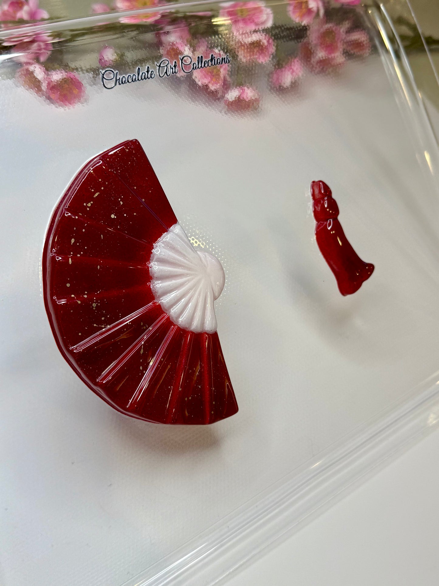 Sakura Fan Thermoformed Chocolate Mold & Stencil Set