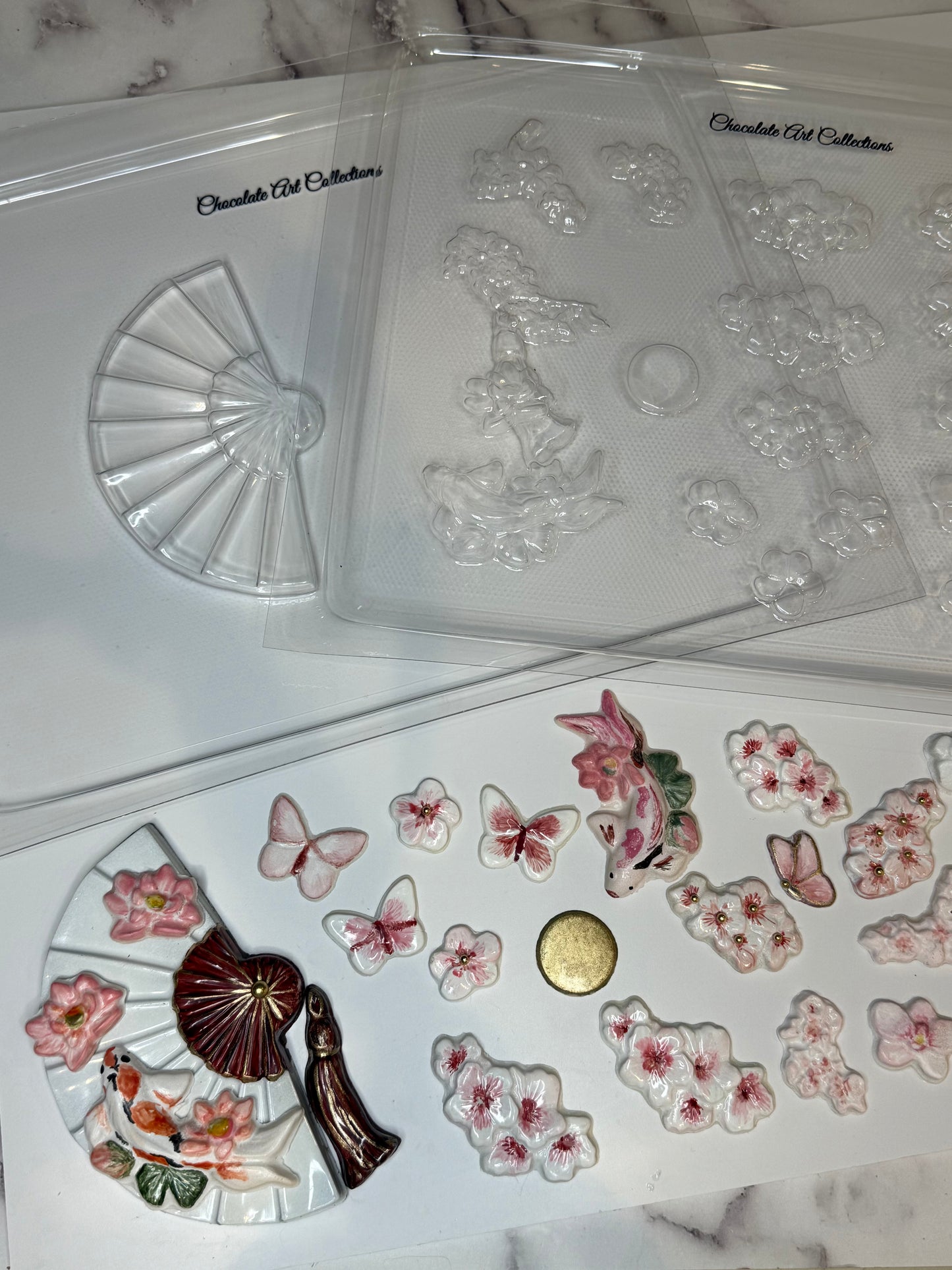 Sakura Fan Thermoformed Chocolate Mold & Stencil Set