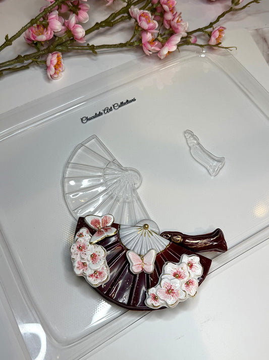Sakura Fan Thermoformed Chocolate Mold & Stencil Set